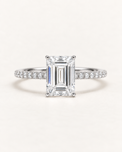 Pavé Emerald Cut Engagement Ring