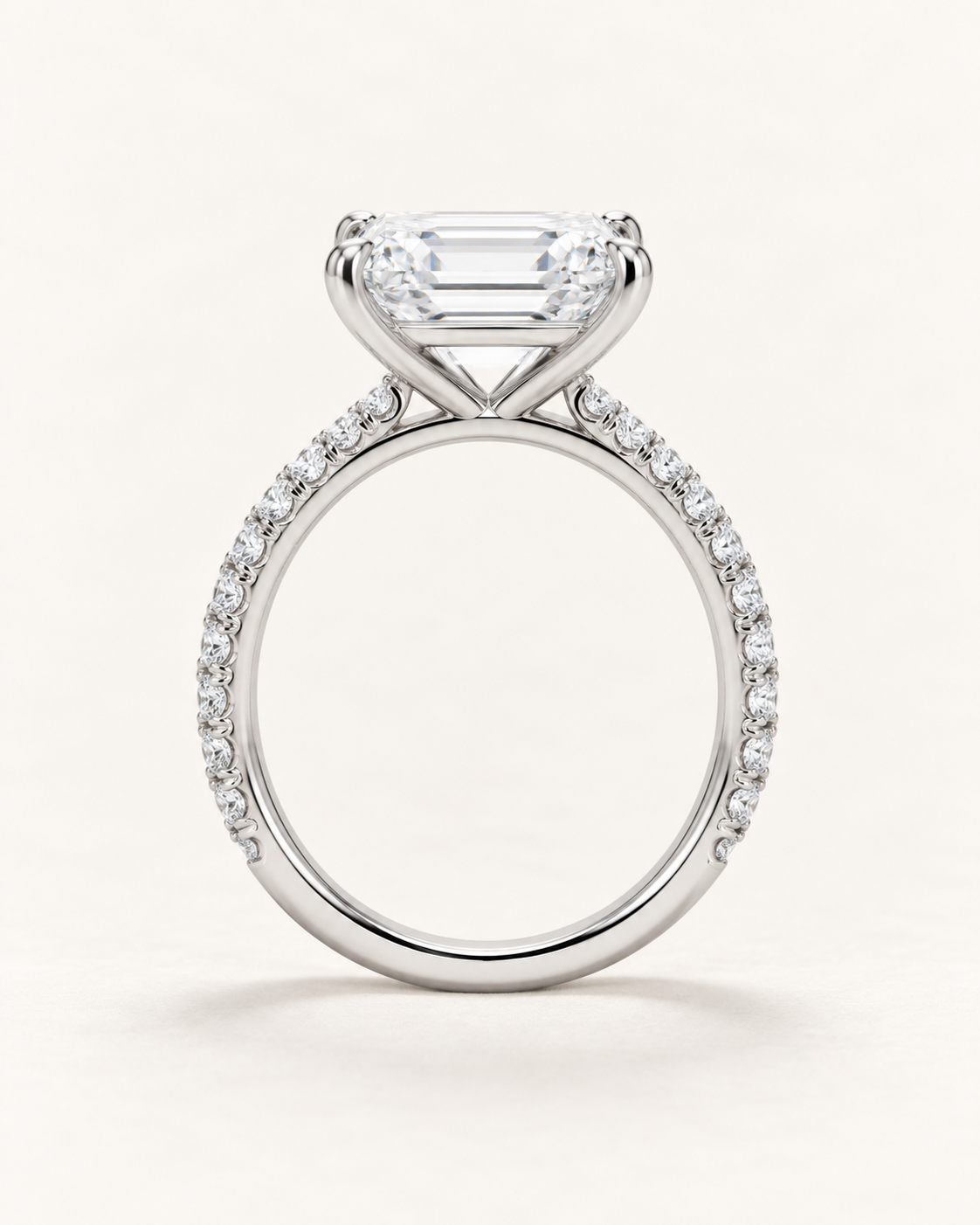 Pavé Emerald Cut Engagement Ring