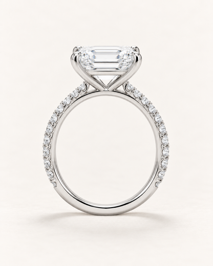 Pavé Emerald Cut Engagement Ring