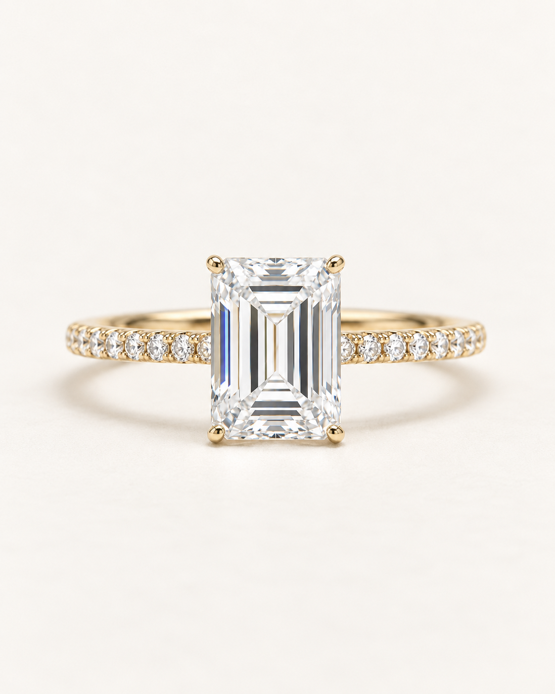 Pavé Emerald Cut Engagement Ring