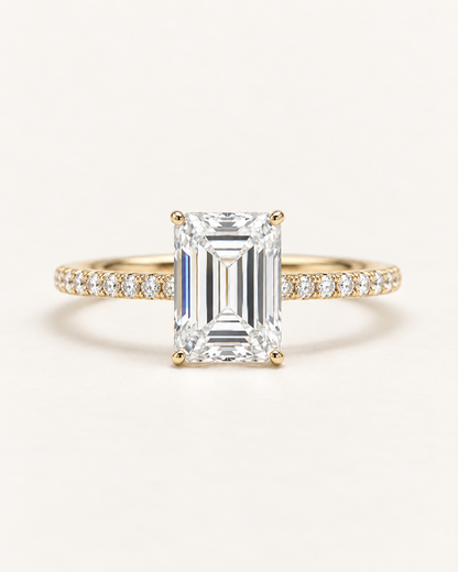 Pavé Emerald Cut Engagement Ring