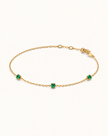 Station Bracelet with Emerald