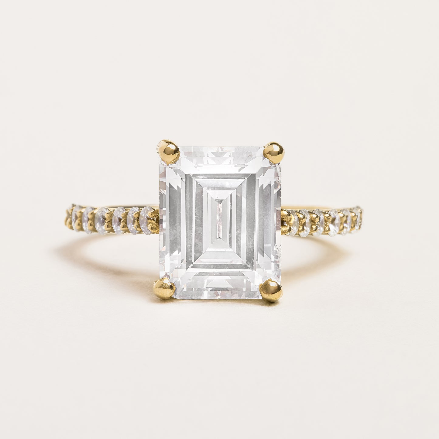Emerald Cut Diamond with Pavé Ring