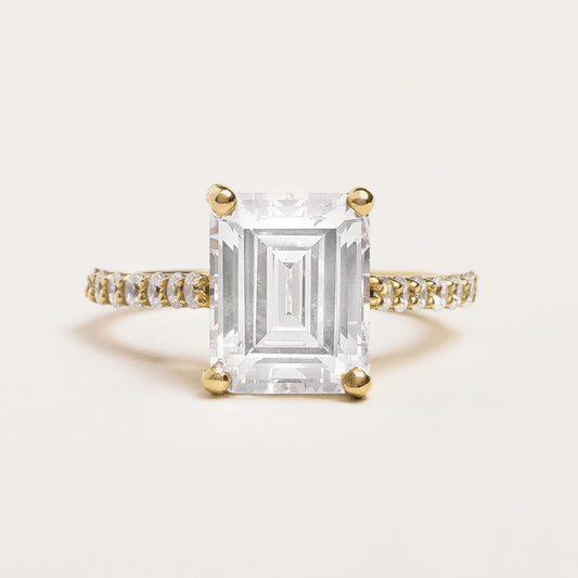 Pavé Emerald Cut Engagement Ring