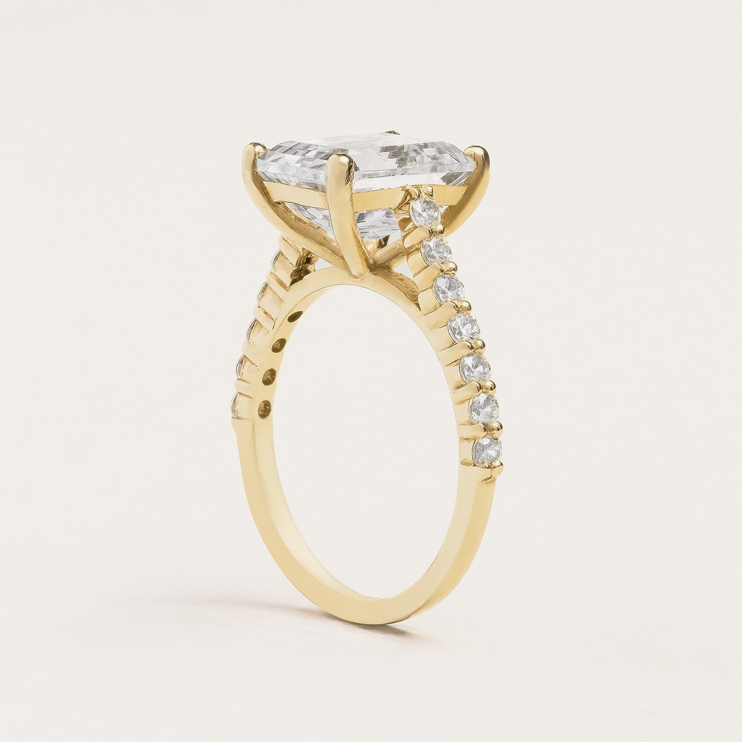 Pavé Emerald Cut Diamond Ring Setting