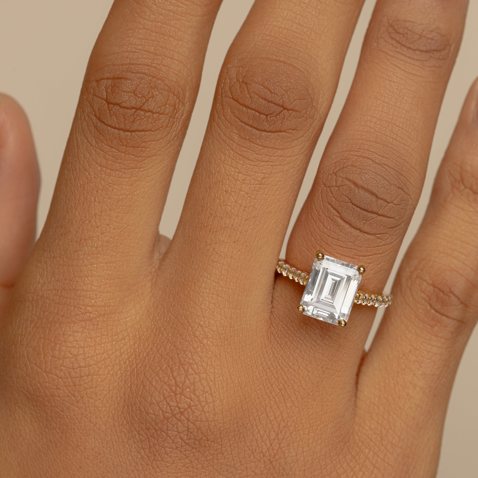 Emerald Cut Diamond Ring Bague Taille Emeraude Bague Emeraude