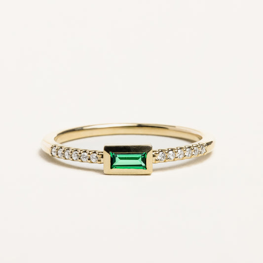 Pavé Mini Baguette Emerald Ring