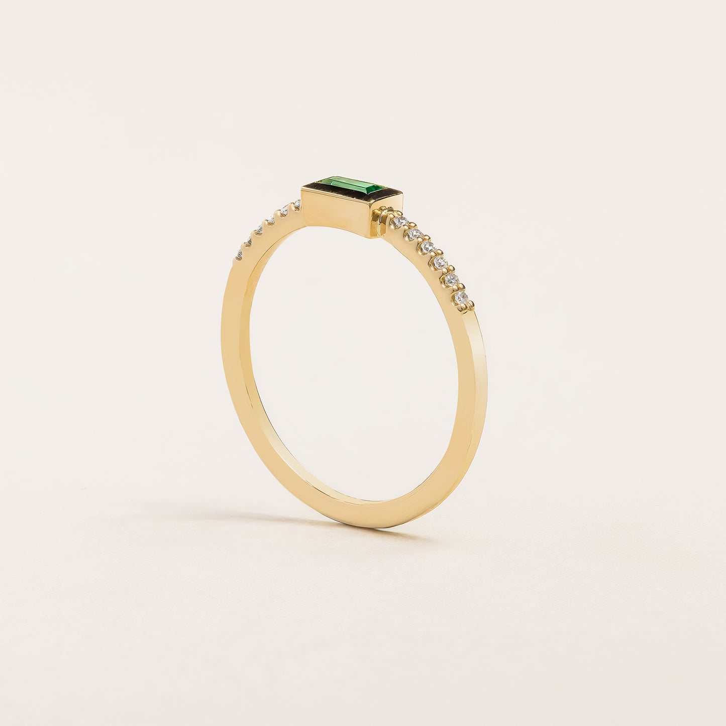 Emerald Mini Baguette Pavé Ring