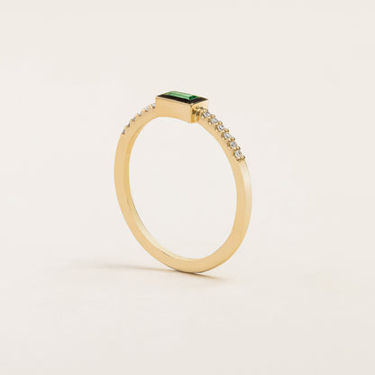 Emerald Mini Baguette Pavé Ring