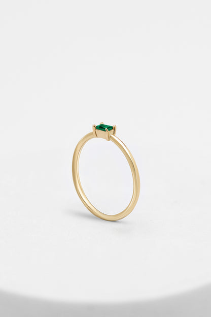 Emerald Mini Baguette Ring