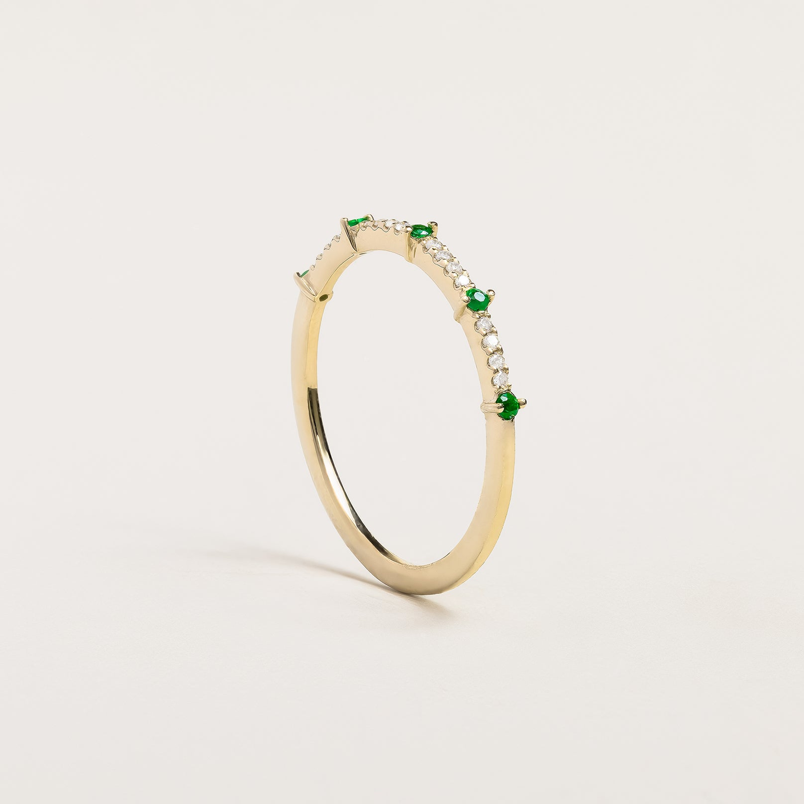 Emerald And Diamond Half Eternity Band