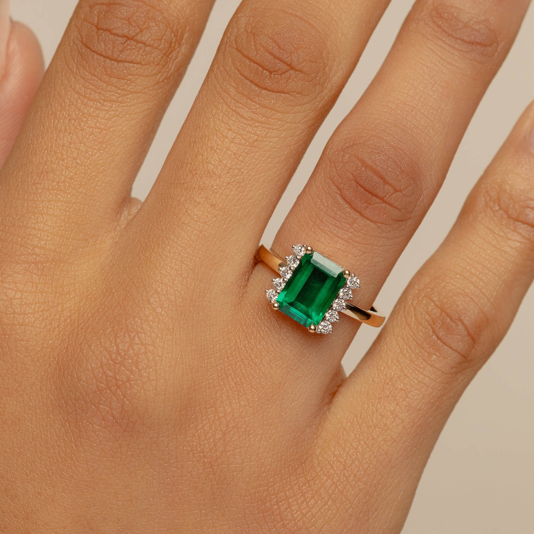 Green Emerald Solitaire Ring
