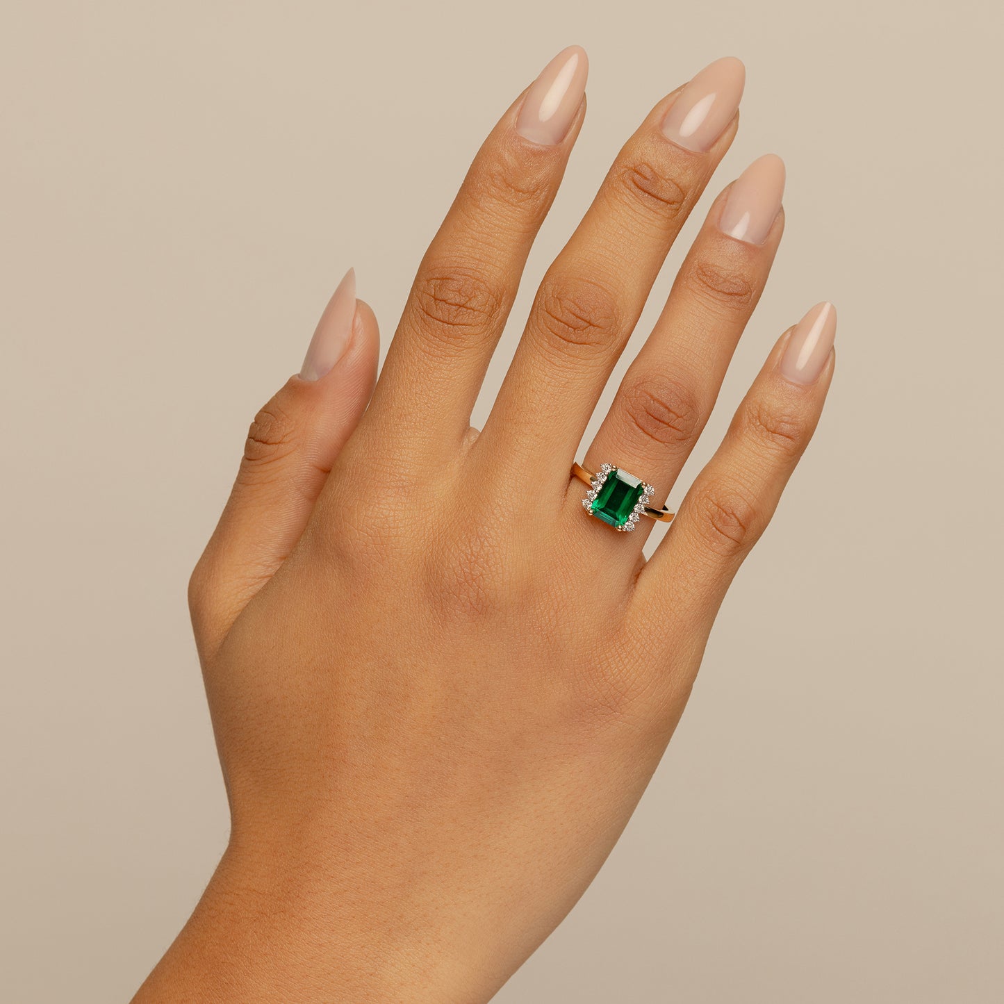 Green Emerald Solitaire Ring