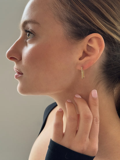 Textured "diamond cut" square hoop earrings (Ready-to-ship)