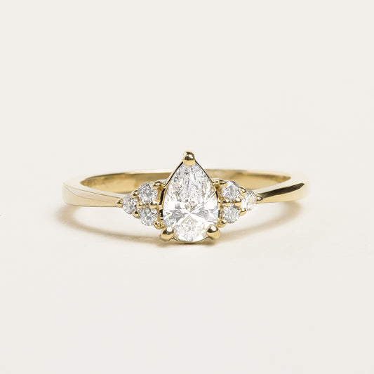 Pear Cut with Mini Cluster Engagement Ring