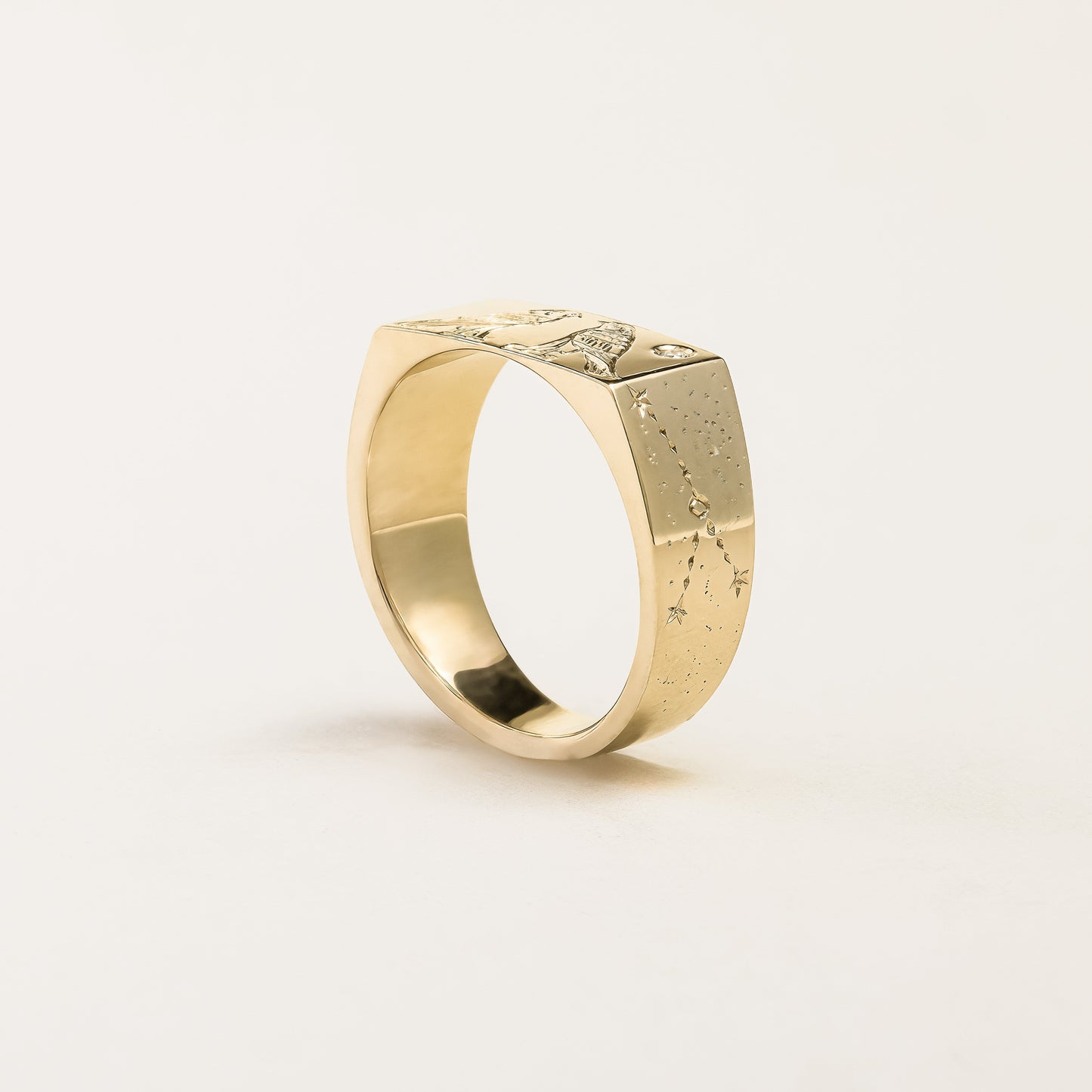 Gold Signet Ring with Emerald - Custom Engraving