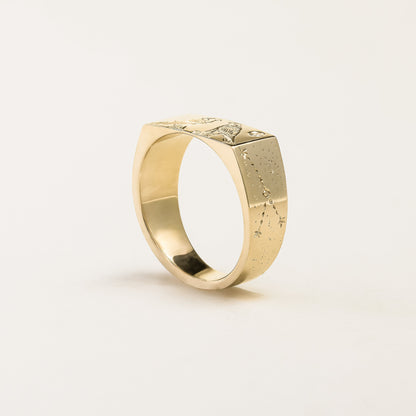 Gold Signet Ring with Birthstone - Custom Engraving