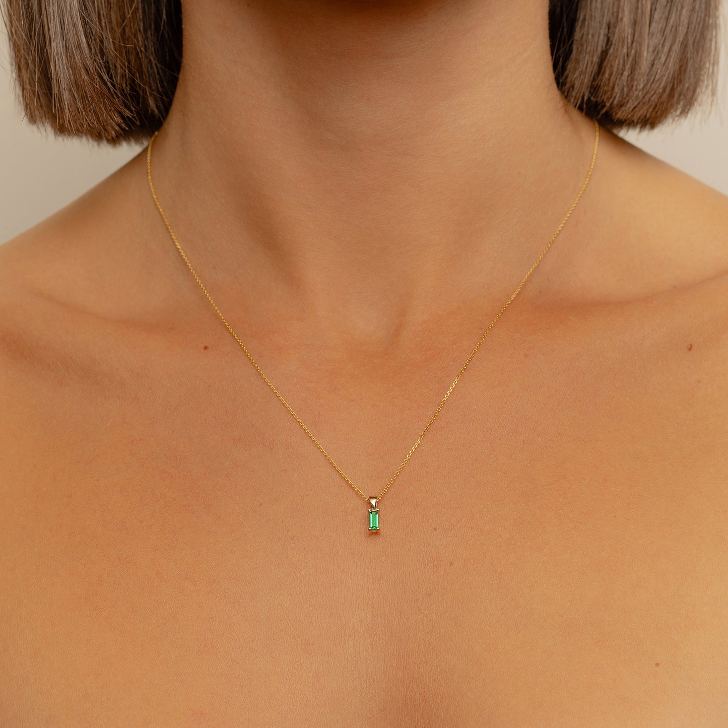 Paperclip necklace with Emerald Charm