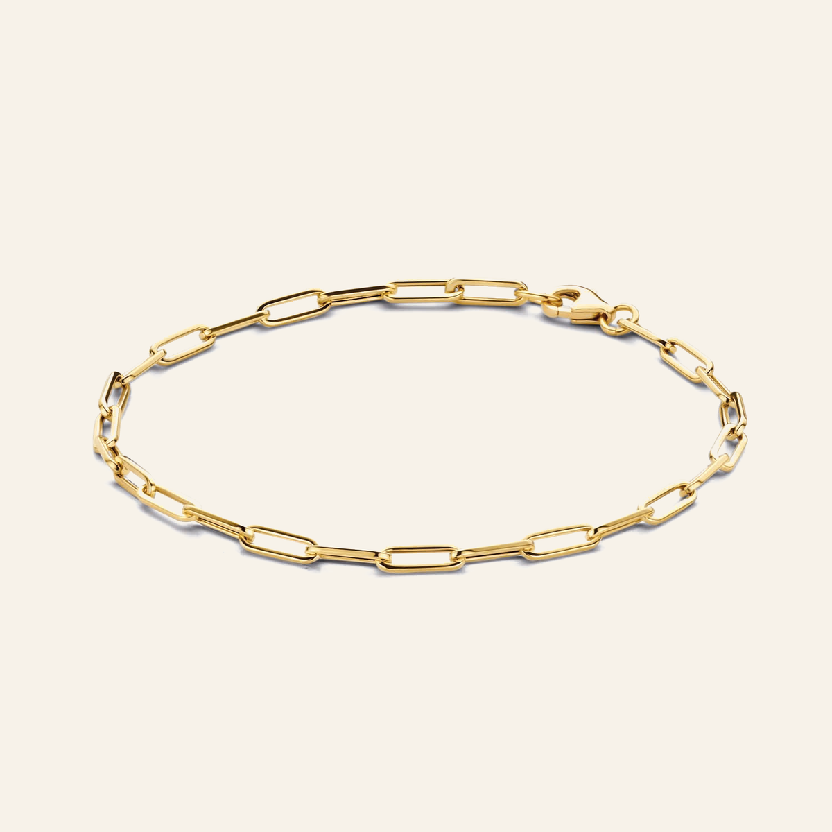 Jackie Amsterdam Elegant Boxlink bracelet on light beige background