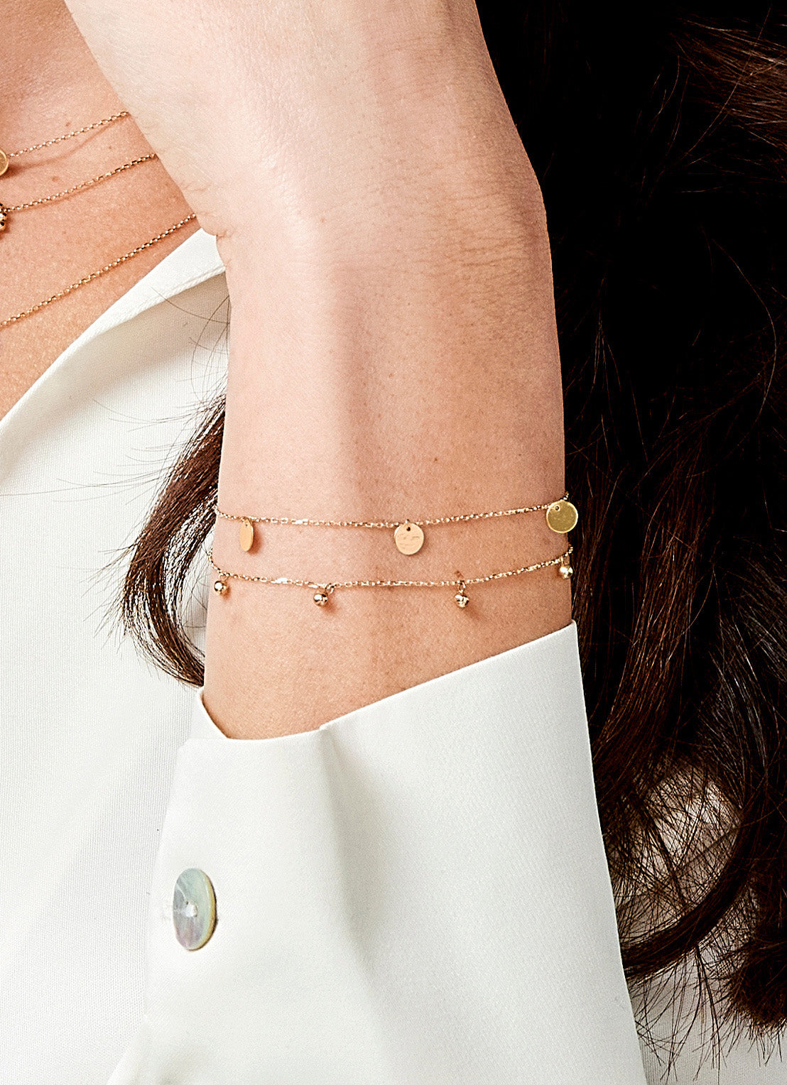 Jackie Amsterdam Discs bracelet worn on wrist