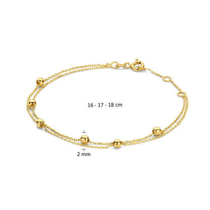 Jackie Amsterdam Double Bubble Bracelet in 14K Yellow Gold size and detail view