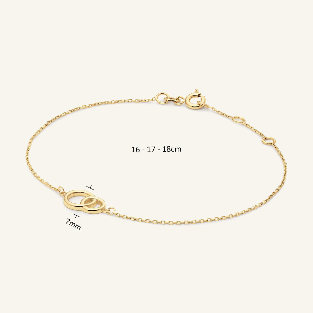 JKB25.408 Jackie Giro Doppio bracelet 16 17 18 cm and 7 mm details on light beige background