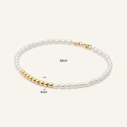 JKB25.507 Jackie St-Tropez pearl bracelet 18 cm and 4 mm details on light beige background