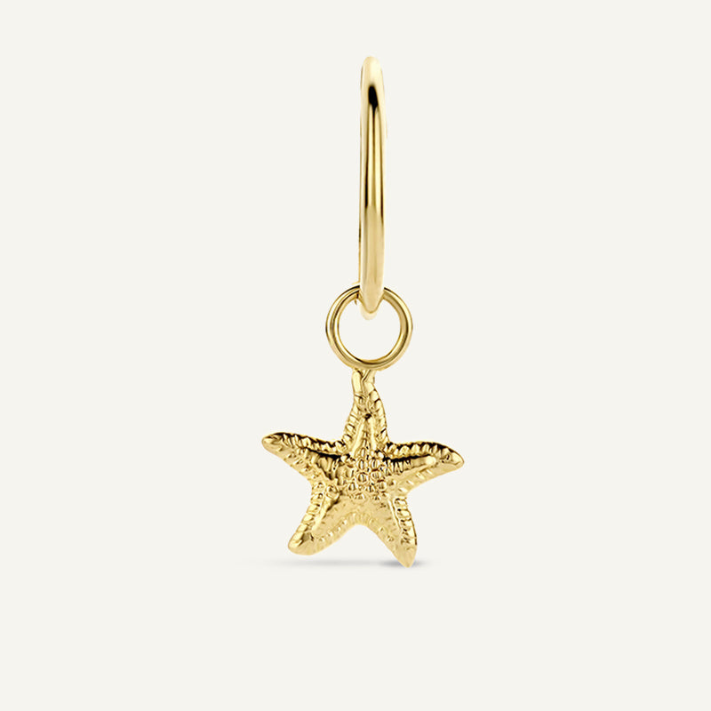 Jackie Amsterdam Starfish Ear Charm in 14K Yellow Gold on hoop