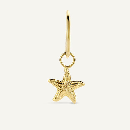 Jackie Amsterdam Starfish Ear Charm in 14K Yellow Gold on hoop