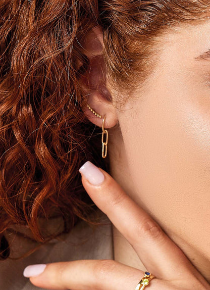 Jackie Amsterdam Double Link Ear Charm in 14K Yellow Gold worn on model