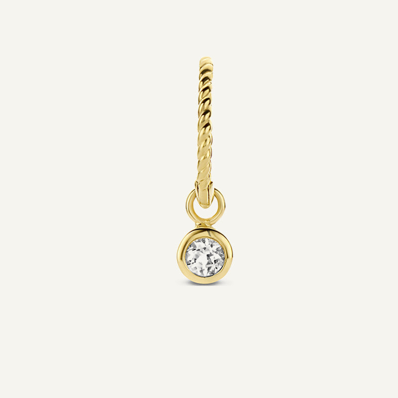 Jackie Amsterdam White Topaz Ear Charm in 14K Yellow Gold on hoop