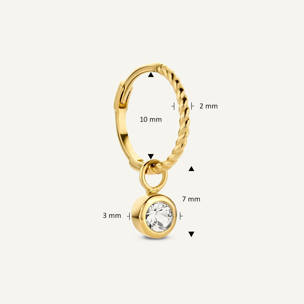 Jackie Amsterdam White Topaz Ear Charm in 14K Yellow Gold size and detail view