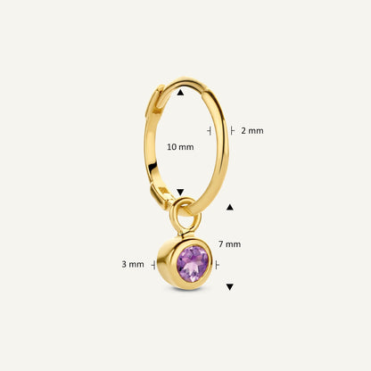 Jackie Amsterdam Amethyst Ear Charm in 14K Yellow Gold size and detail view