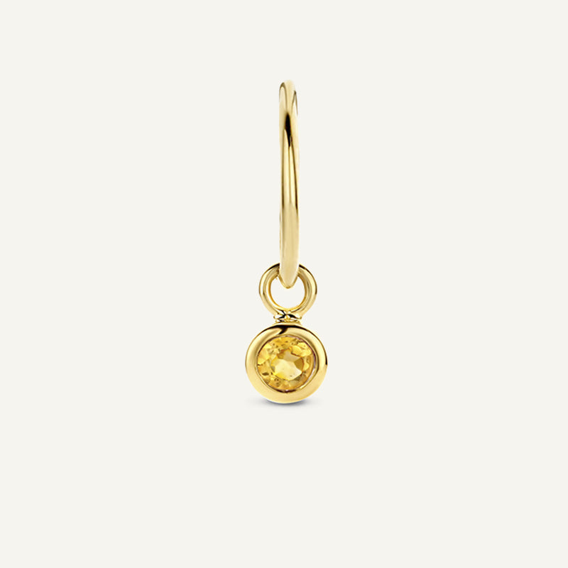 Jackie Amsterdam Citrine Ear Charm in 14K Yellow Gold on hoop