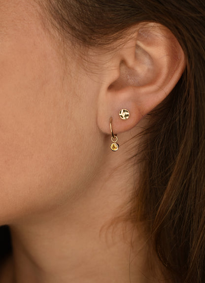 Jackie Amsterdam Citrine Ear Charm in 14K Yellow Gold worn on model