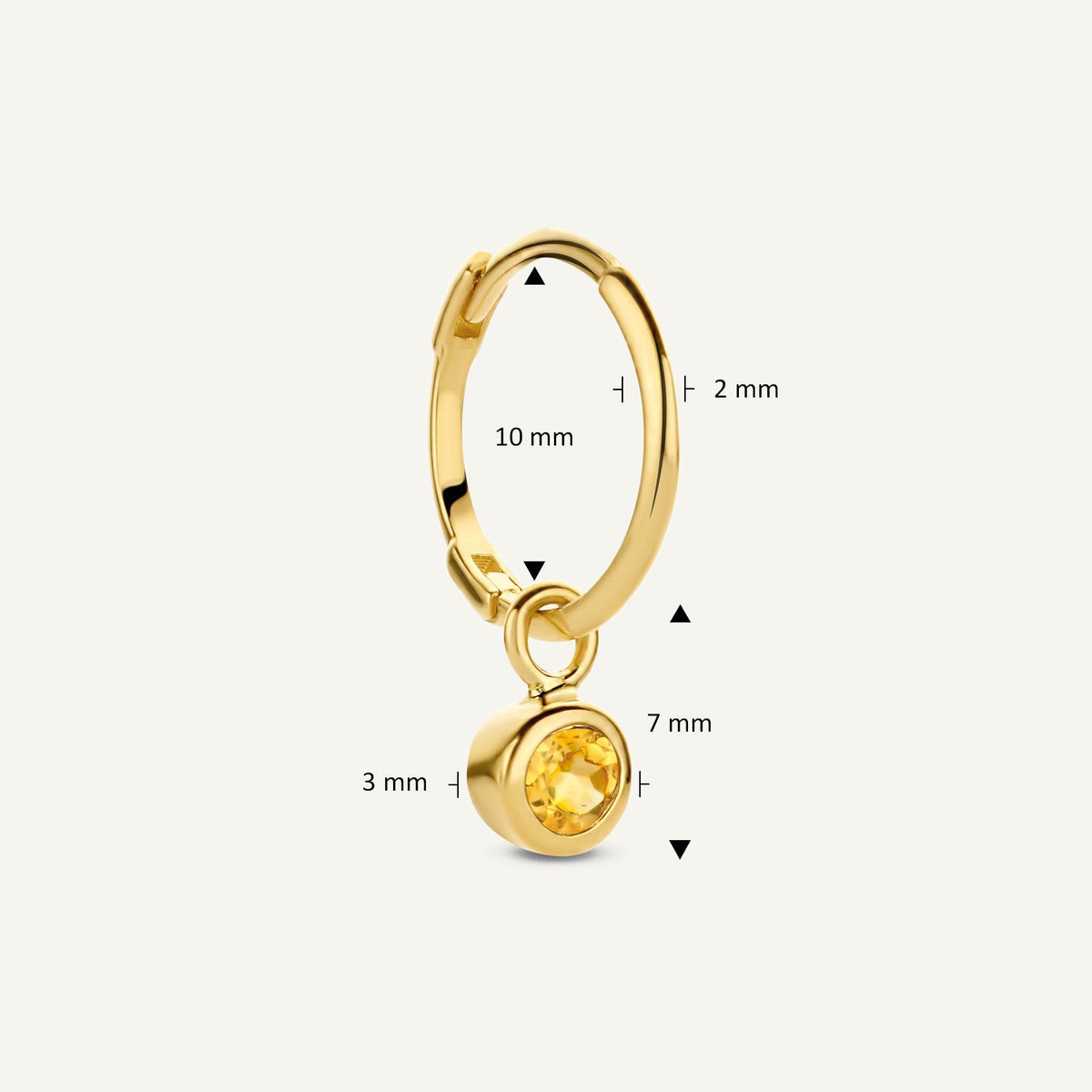 Jackie Amsterdam Citrine Ear Charm in 14K Yellow Gold size and detail view