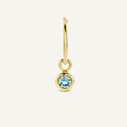 Jackie Amsterdam Blue Topaz Ear Charm in 14K Yellow Gold on hoop