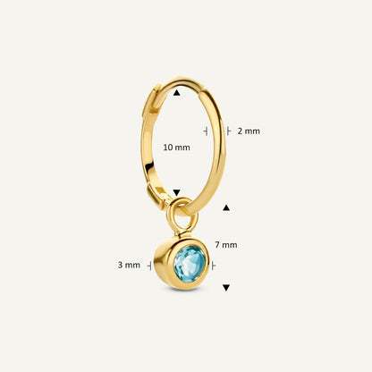 Jackie Amsterdam Blue Topaz Ear Charm in 14K Yellow Gold size and detail view
