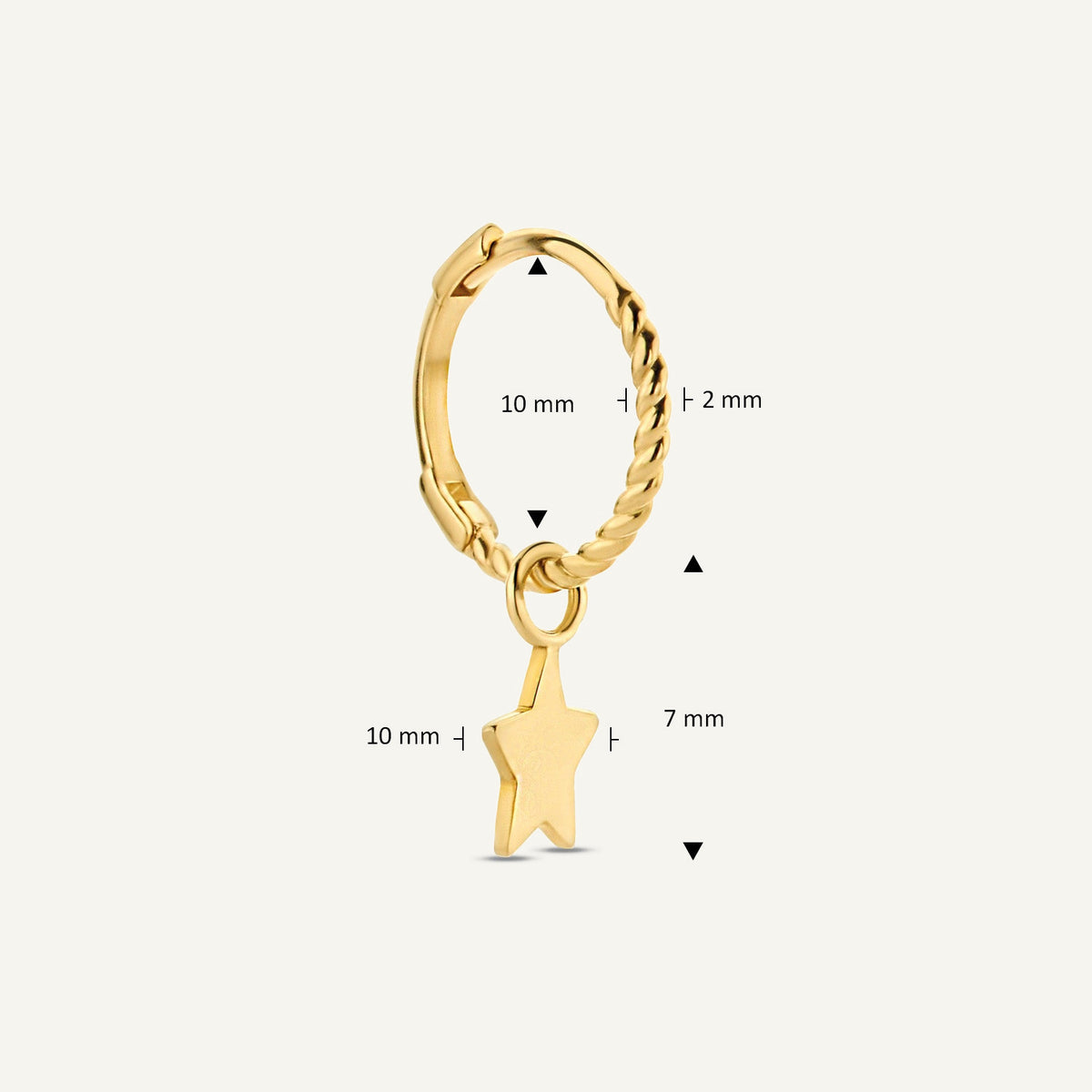 Jackie Amsterdam Star Ear Charm in 14K Yellow Gold size and detail view