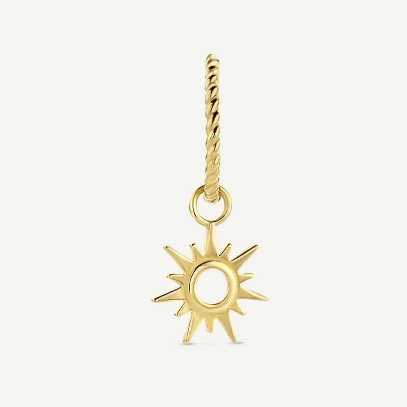 Jackie Amsterdam Sun Ear Charm in 14K Yellow Gold on hoop