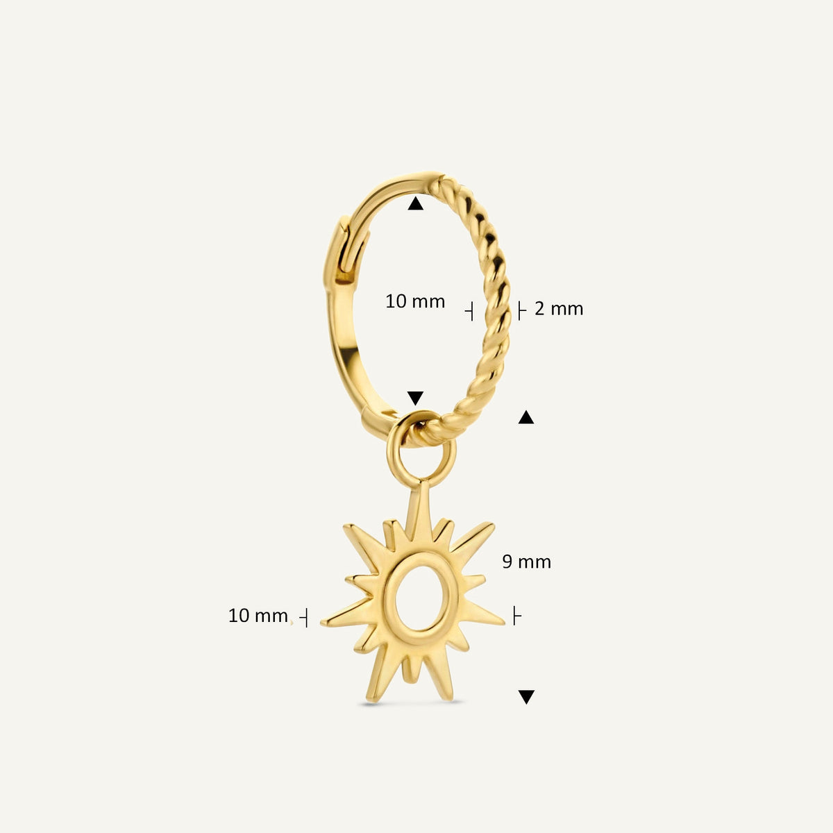 Jackie Amsterdam Sun Ear Charm in 14K Yellow Gold size and detail view