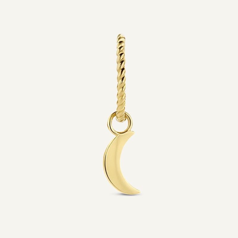 Jackie Amsterdam Moon Ear Charm in 14K Yellow Gold on hoop