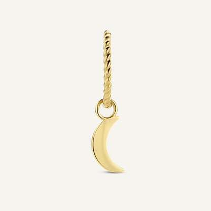 Jackie Amsterdam Moon Ear Charm in 14K Yellow Gold on hoop