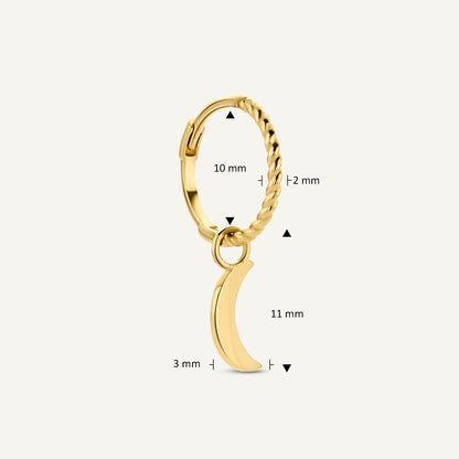 Jackie Amsterdam Moon Ear Charm in 14K Yellow Gold size and detail view