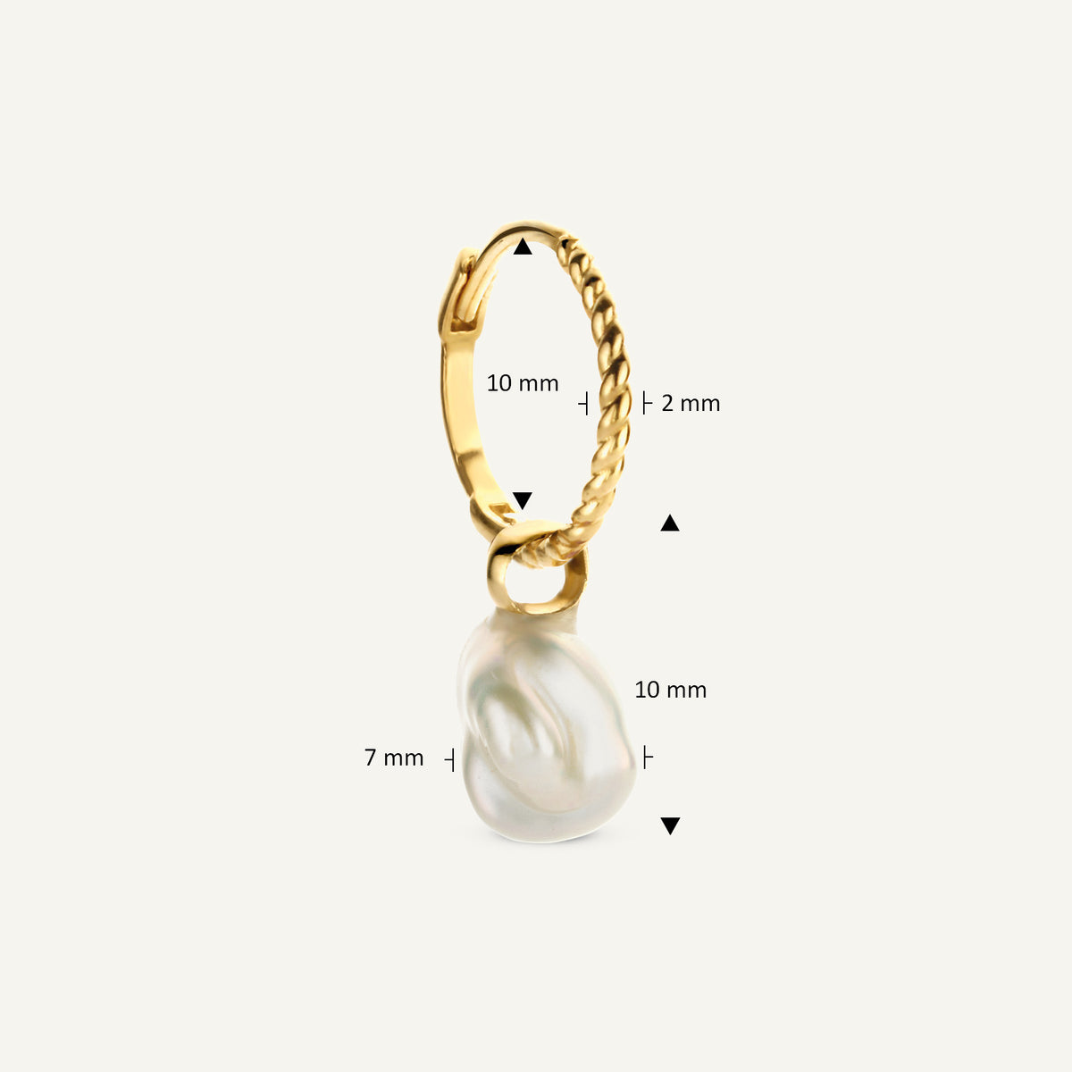 Jackie Pearl of Marrakech Ear Charm in 14K Yellow Gold dimensions
