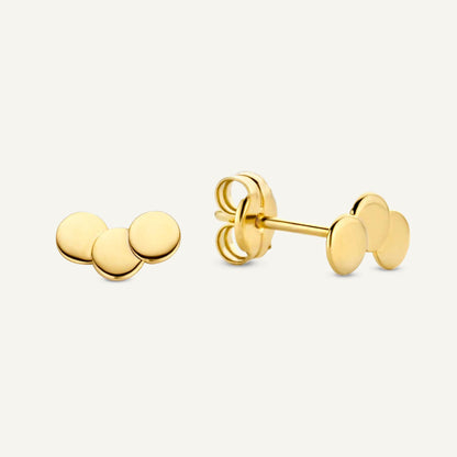 Jackie Triple Disc Studs in 14K Yellow Gold