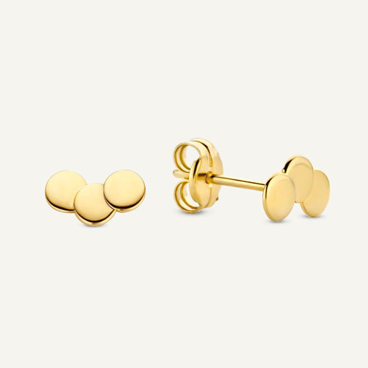 Jackie Triple Disc Studs in 14K Yellow Gold