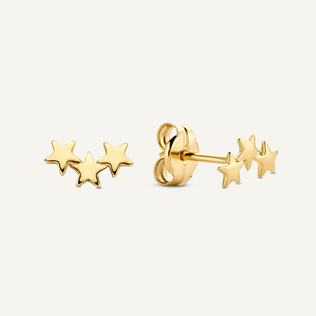 Triple Star Studs in 14K Yellow Gold