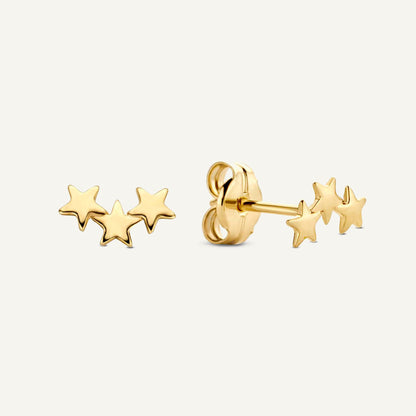 Triple Star Studs in 14K Yellow Gold