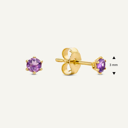 Jackie Amethyst Studs in 14K Yellow Gold dimensions
